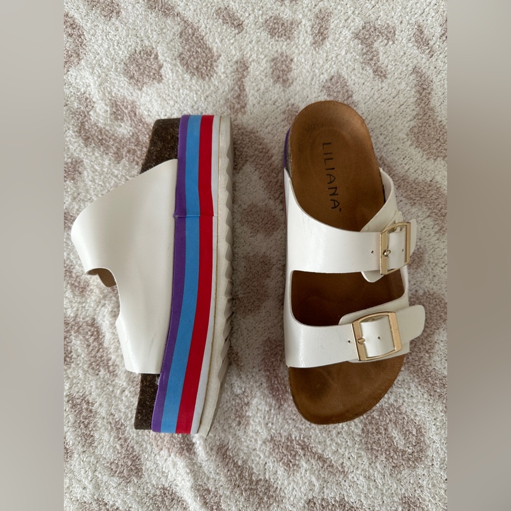 Platform Birkenstock Style Rainbow Sandal
